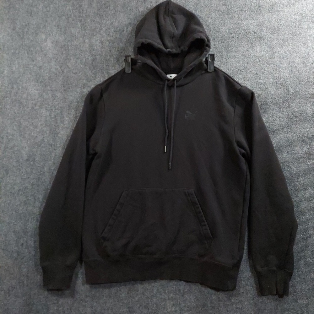 Puma Hoodie Mens Medium‎ Black TMC Flag Logo Pullover Fleece Sweatshirt
